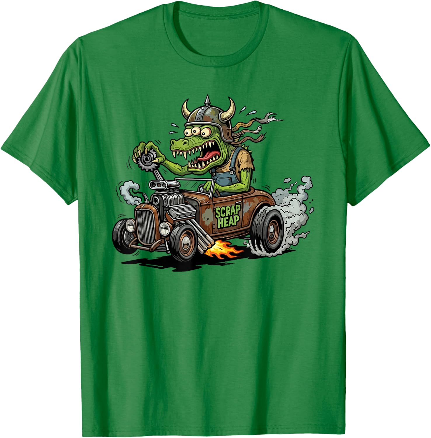 Funny Vintage Style Crazy Hotrod Rat Rod Race Car Cartoon T-Shirt - T-Shirt | Irish Green