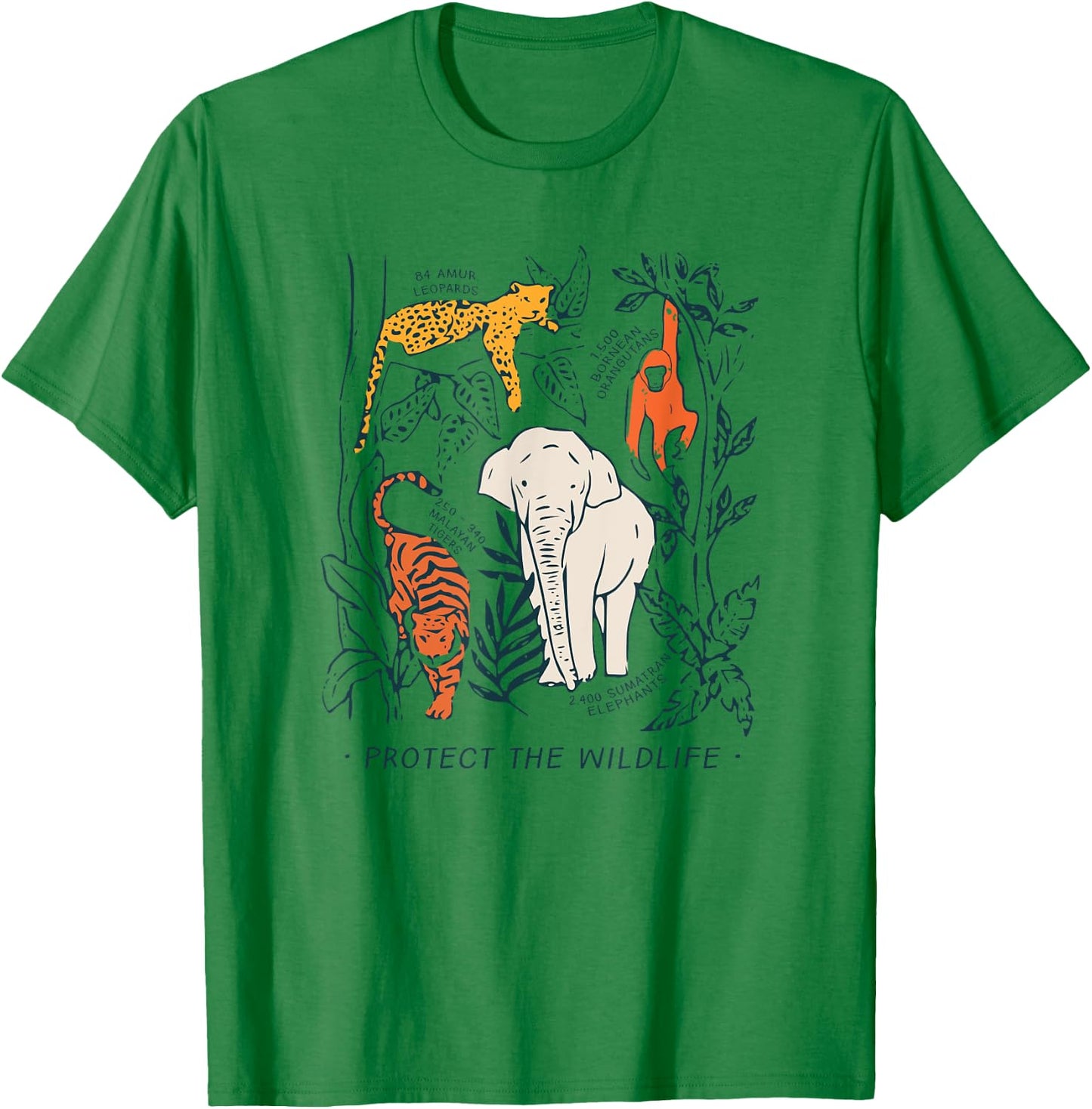 Protect The Wildlife Botanical Chart Shirt Endangered Animal T-Shirt - T-Shirt | Irish Green