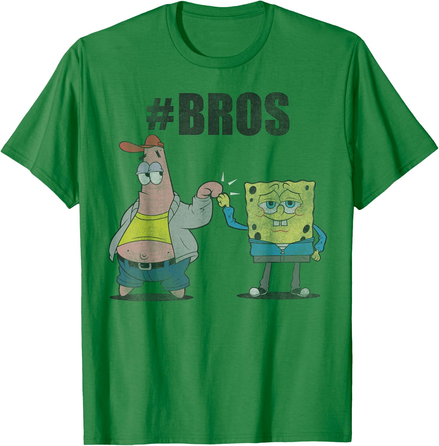 Spongebob Squarepants And Patrick Hashtag Bros Funny T-Shirt - T-Shirt | Irish Green