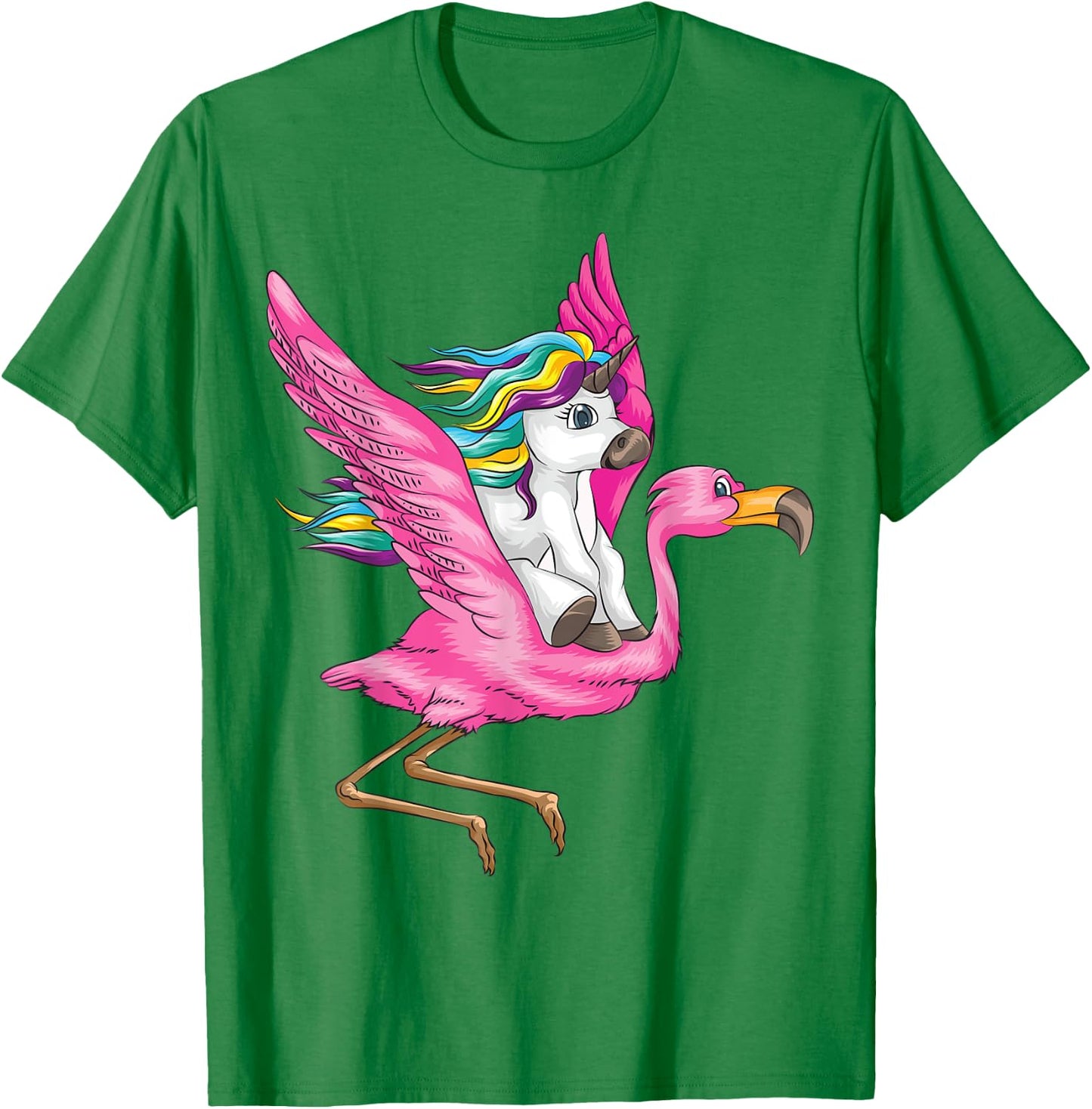Unicorn Riding Flamingo Shirt | Fantasy Creatures Fans Gift T-Shirt - T-Shirt | Irish Green