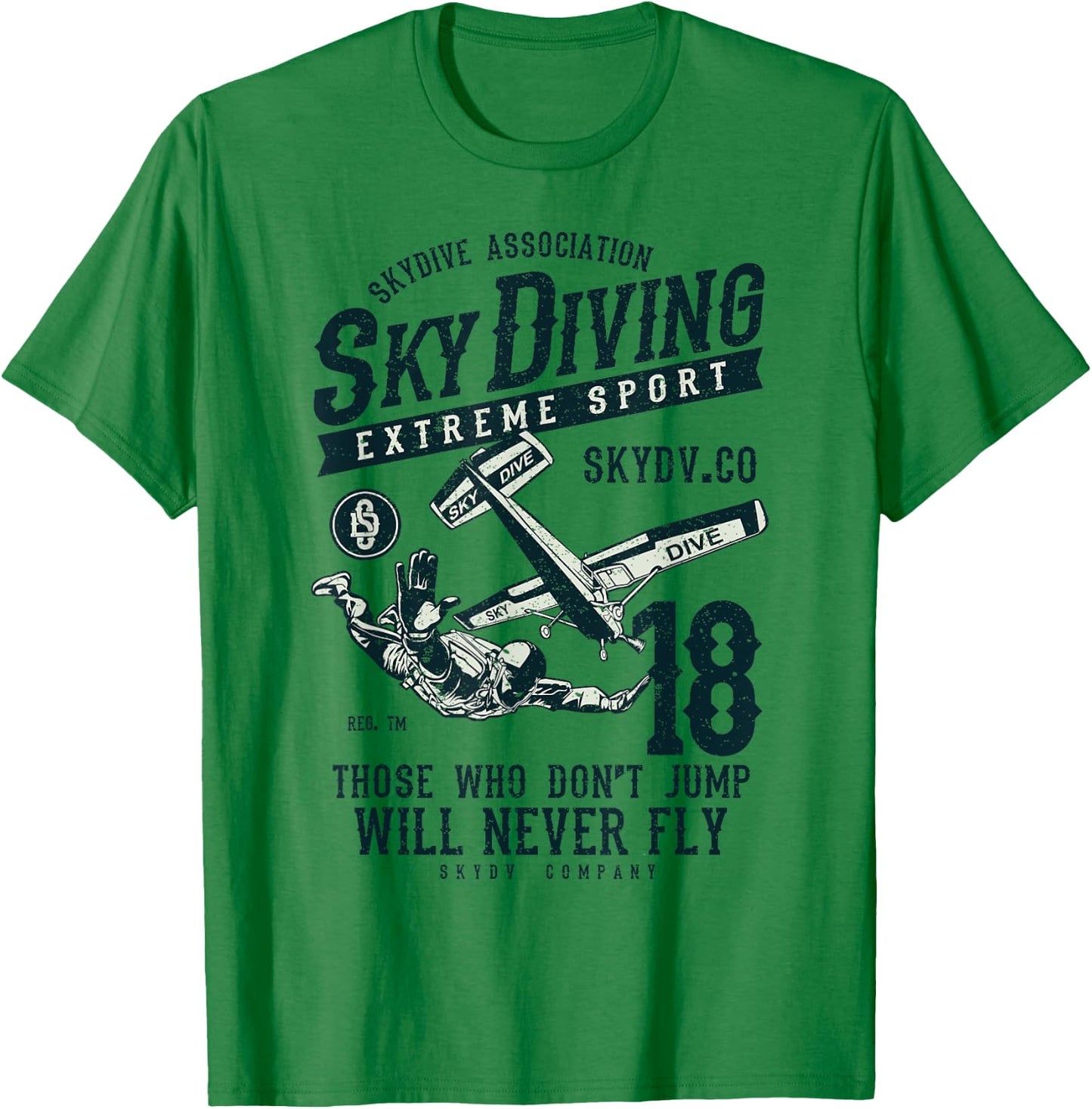Skydiving T Parachuting Skydive Skydiver T-Shirt - T-Shirt | Irish Green