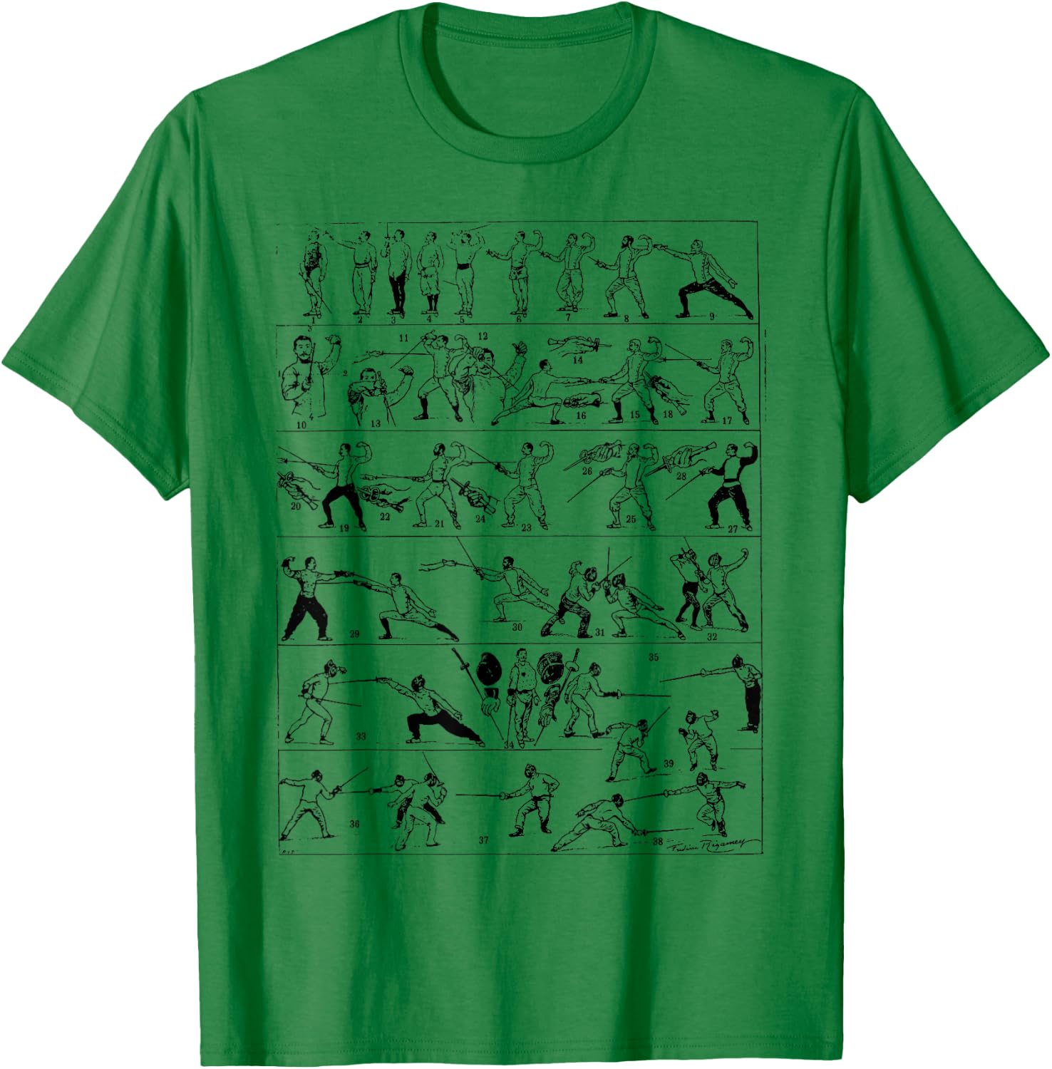 Fencing Vintage Chart Retro Funny Fencing Sports T-Shirt - T-Shirt | Irish Green