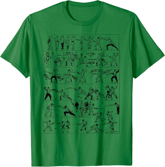 Fencing Vintage Chart Retro Funny Fencing Sports T-Shirt - T-Shirt | Irish Green