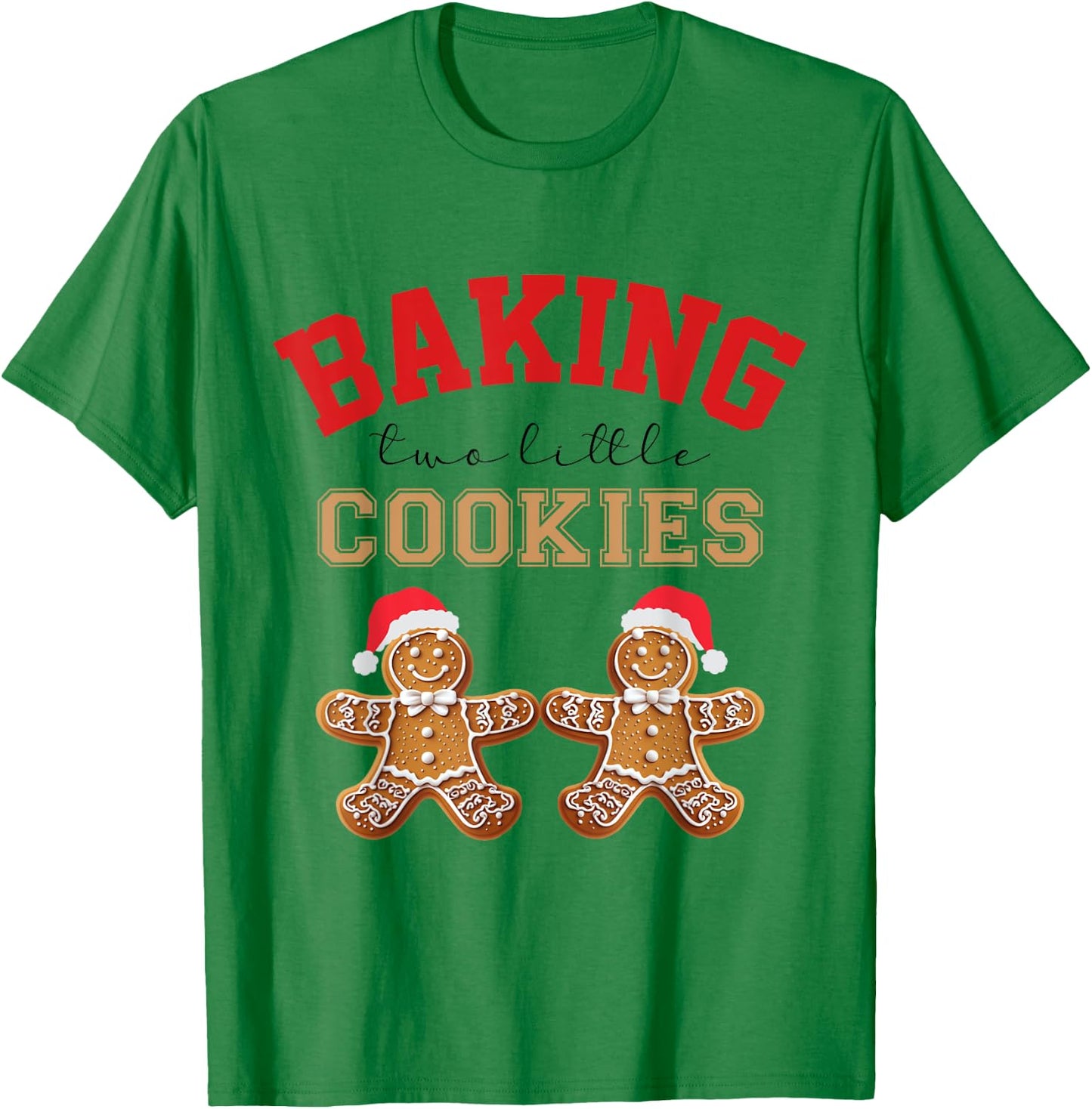 Baking Two Little Cookies Christmas Pregnant Twin Pregnancy T-Shirt - T-Shirt | Irish Green