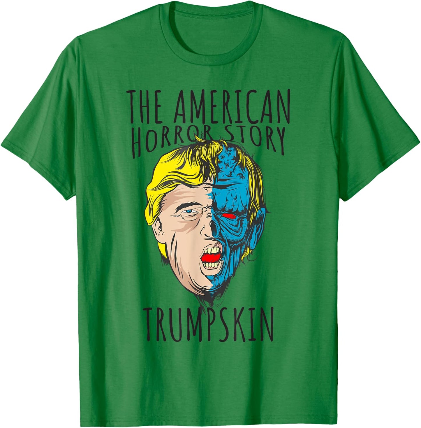 Scary Trumpskin American Horror Spooky Trump T-Shirt - T-Shirt | Irish Green
