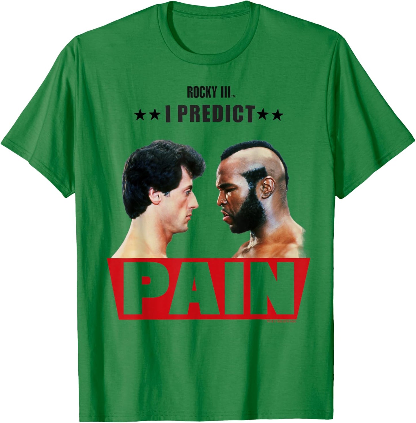 Rocky 3 I Predict Pain Rocky and Clubber Face Off Portrait T-Shirt - T-Shirt | Irish Green