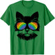 LGBTQ+ Ally cat Rainbow Sunglasses Funny Gender Diversity T-Shirt - T-Shirt | Irish Green