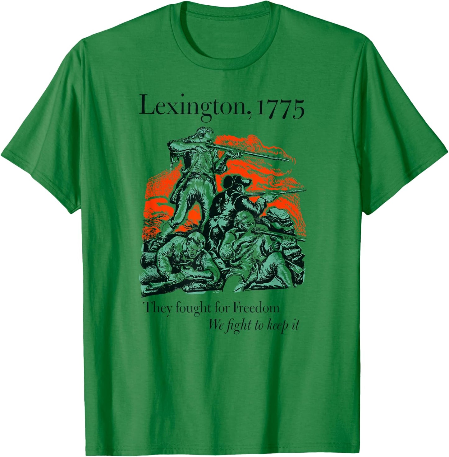 USA Patriotic Vintage Battle of Lexington Revolutionary War T-Shirt - T-Shirt | Irish Green