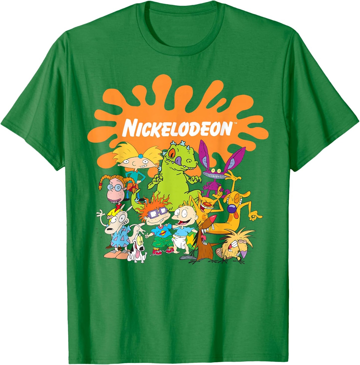 Nickelodeon Logo Characters Group Shot T-Shirt - T-Shirt | Irish Green