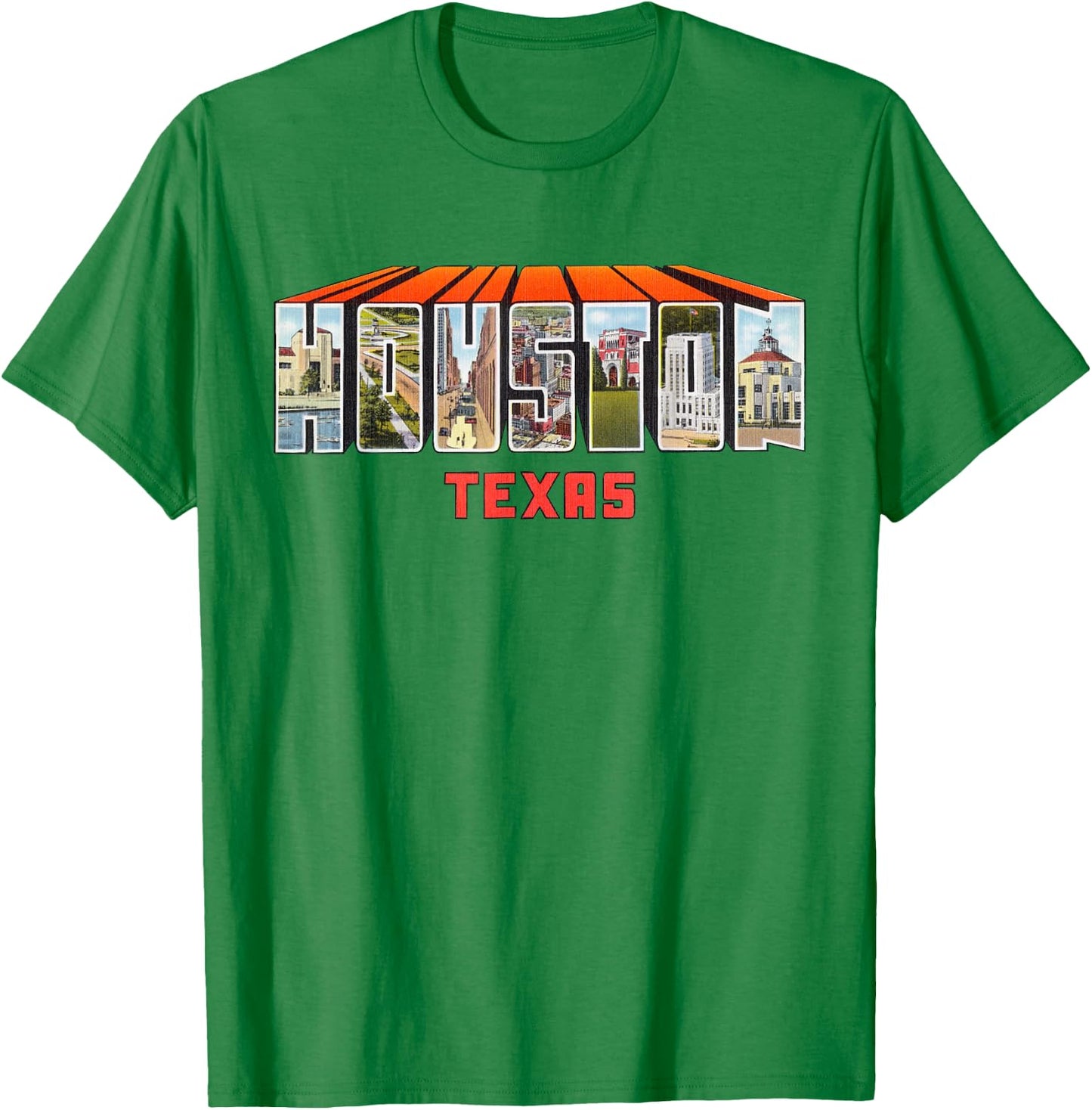 Houston Texas TX Vintage Retro T Shirt T-Shirt - T-Shirt | Irish Green