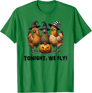 Tonight We Fly Funny Chicken Halloween Costume Spooky Season T-Shirt - T-Shirt | Irish Green