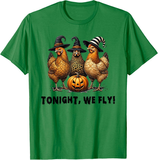 Tonight We Fly Funny Chicken Halloween Costume Spooky Season T-Shirt - T-Shirt | Irish Green