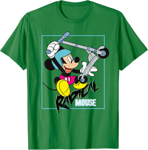 Disney Mickey Radical Mouse 90s Retro Scooter T-Shirt - T-Shirt | Irish Green