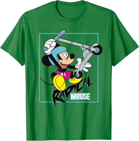 Disney Mickey Radical Mouse 90s Retro Scooter T-Shirt - T-Shirt | Irish Green
