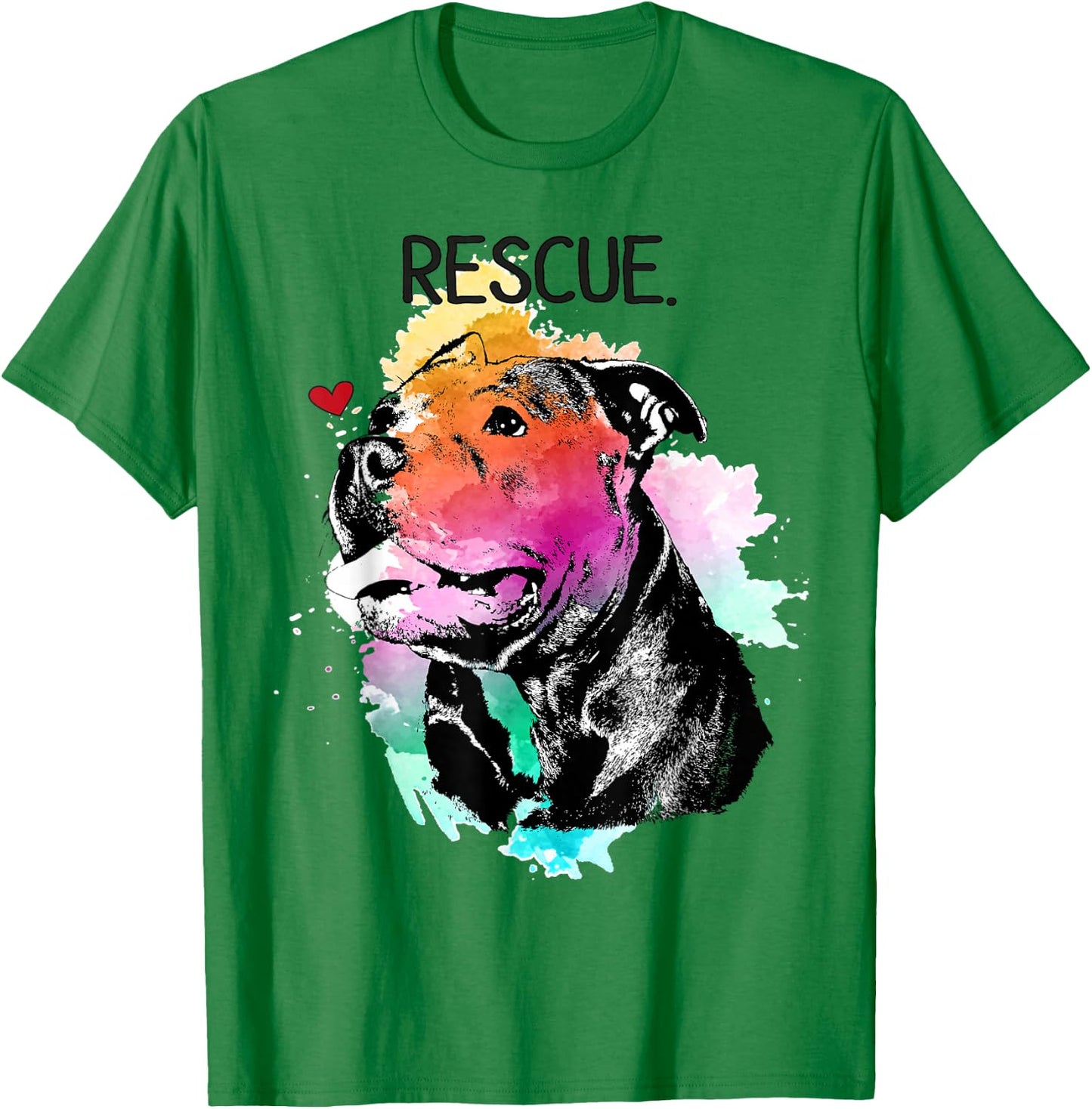 Pitbull Rescue Dog Adopt Don't Shop Watercolor Pittie Mom T-Shirt - T-Shirt | Irish Green