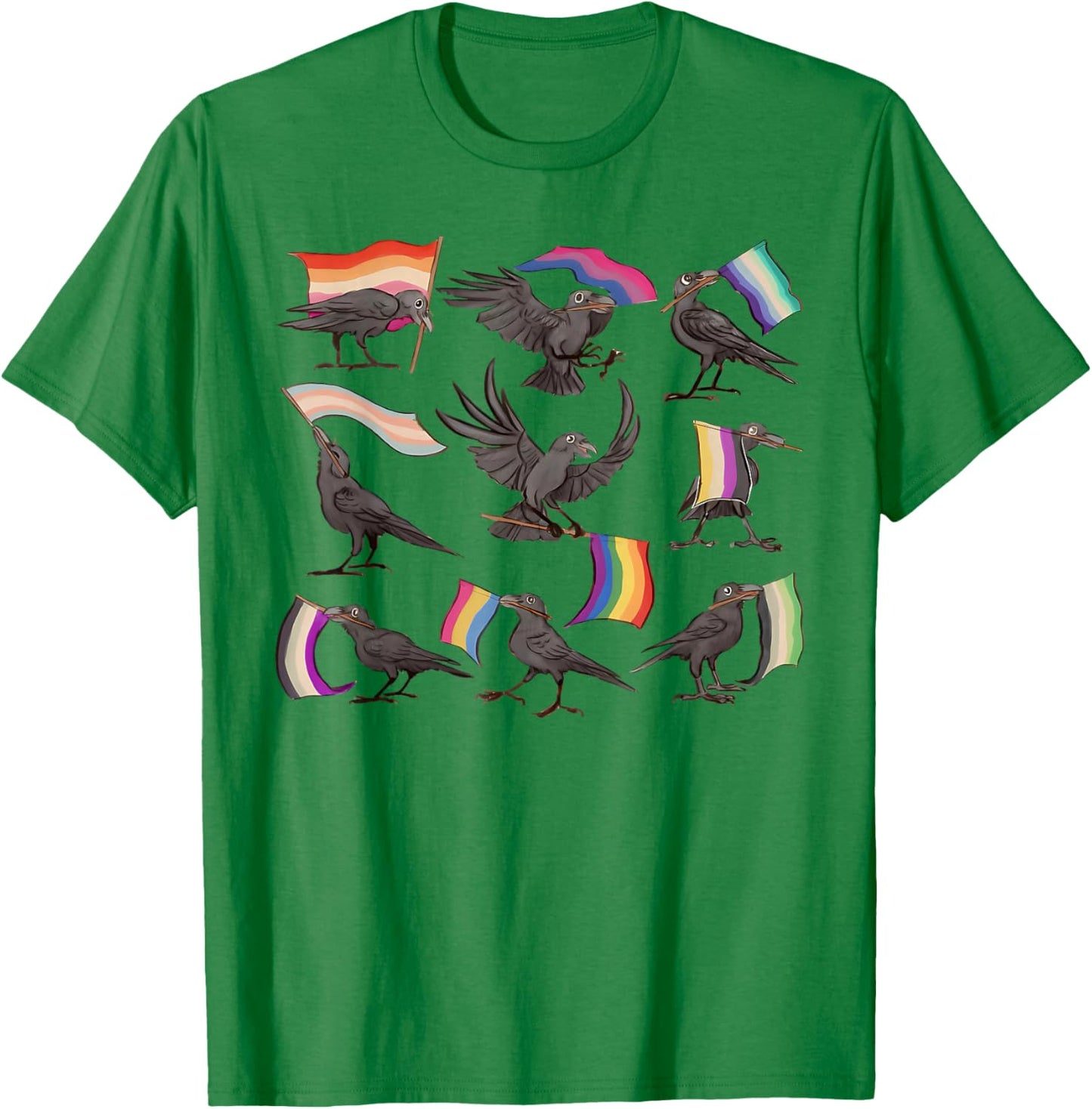 Funny Crow LGBT Gay Lesbian Bisexual Transgender Pride Raven T-Shirt - T-Shirt | Irish Green