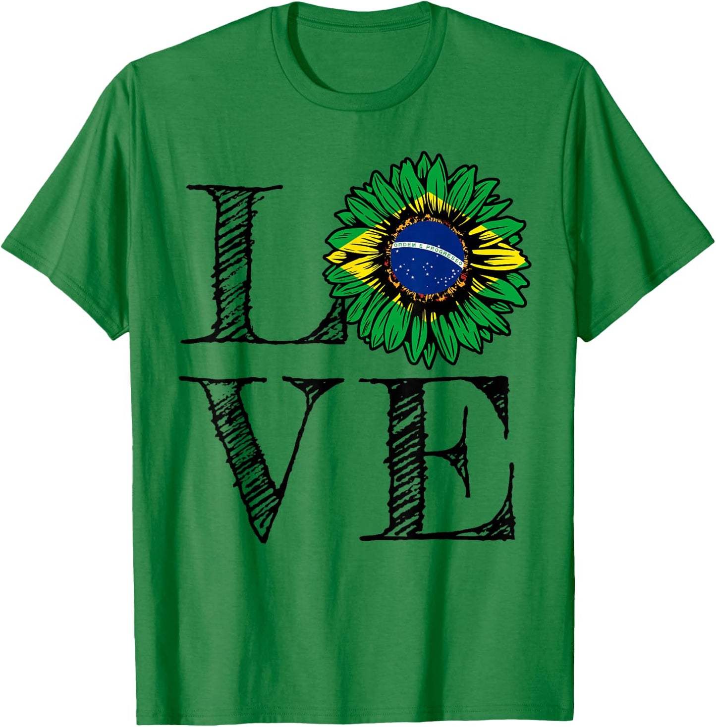 Brazilian Flag Sunflower Love Brazil T-Shirt - T-Shirt | Irish Green