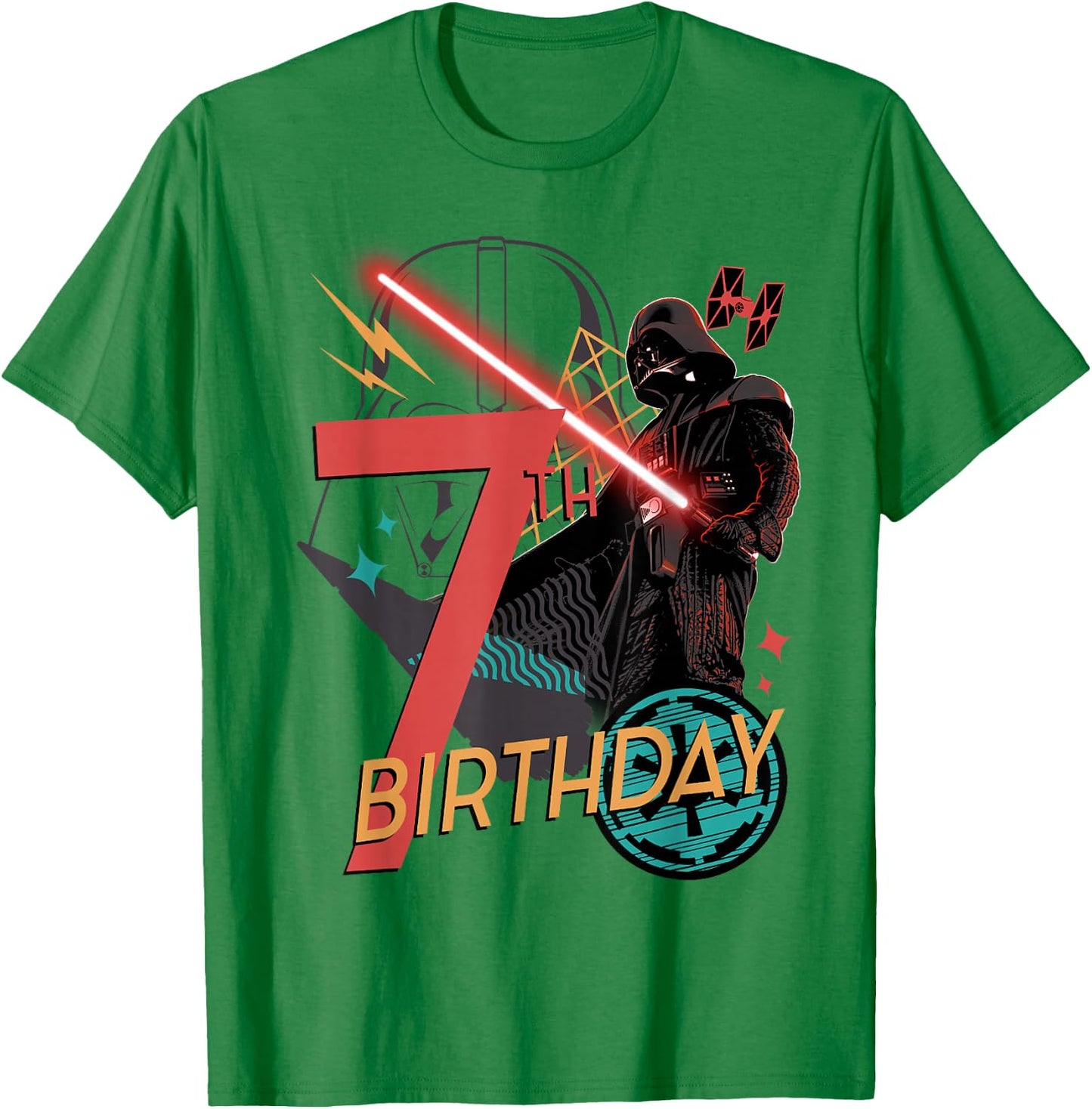 Star Wars Darth Vader 7th Birthday Abstract Background T-Shirt - T-Shirt | Irish Green