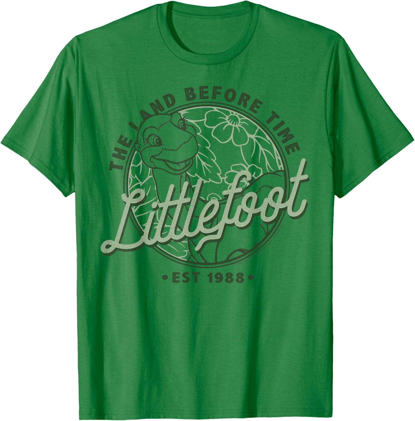 Land Before Time Littlefoot Floral Logo T-Shirt - T-Shirt | Irish Green
