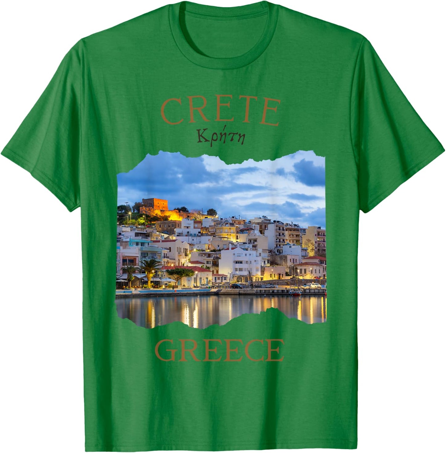 Greek Island Crete Greece featuring Rethimno Town Harbour T-Shirt - T-Shirt | Irish Green
