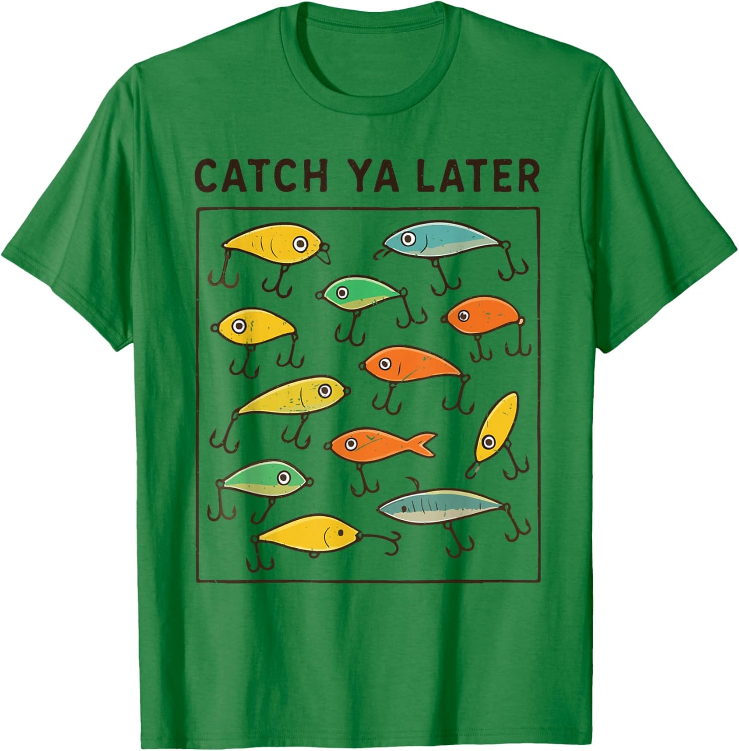 Boys Catch Ya Later Fishing Lure Funny Fisherman Youth Kids T-Shirt - T-Shirt | Irish Green