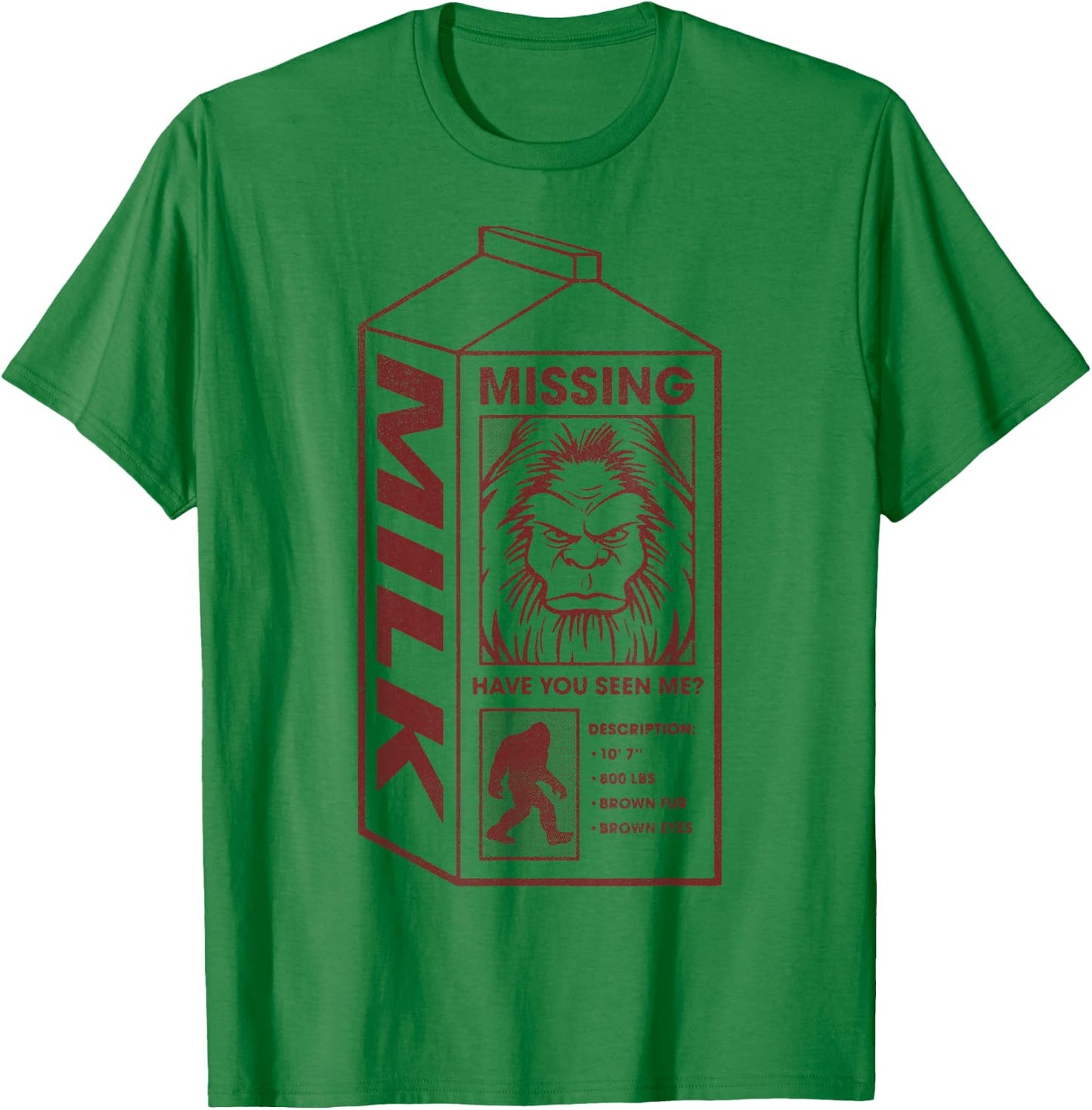 Milk Carton Missing Bigfoot T-Shirt - T-Shirt | Irish Green