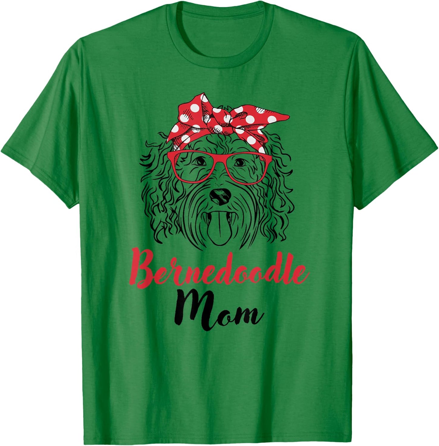 Cute Girls Red Bandana Bernedoodle Mom Dog Lover T-Shirt - T-Shirt | Irish Green