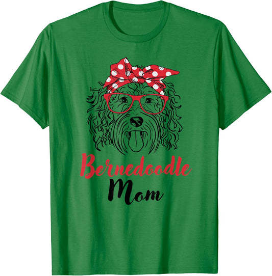 Cute Girls Red Bandana Bernedoodle Mom Dog Lover T-Shirt - T-Shirt | Irish Green