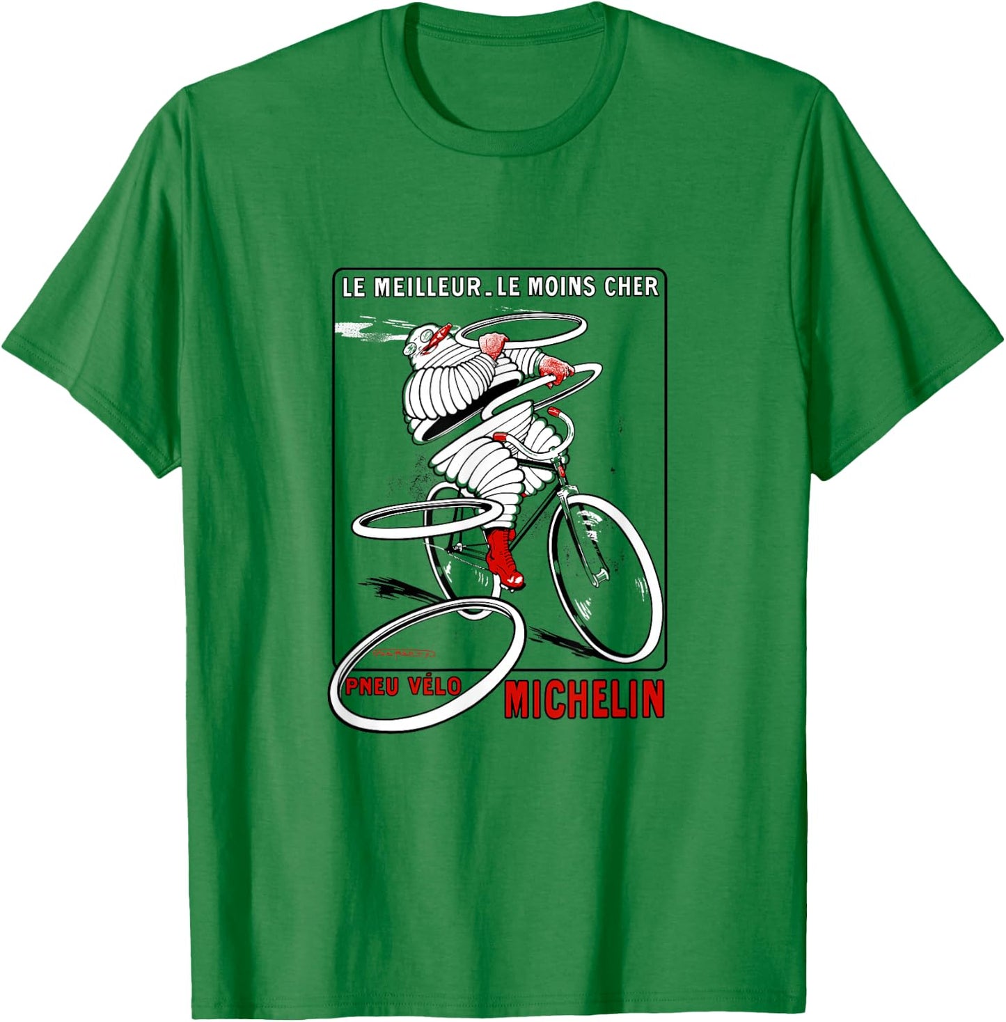 Vintage French Cycling Tire Ad | Bicycle Cyclist Art Shirt T-Shirt - T-Shirt | Irish Green