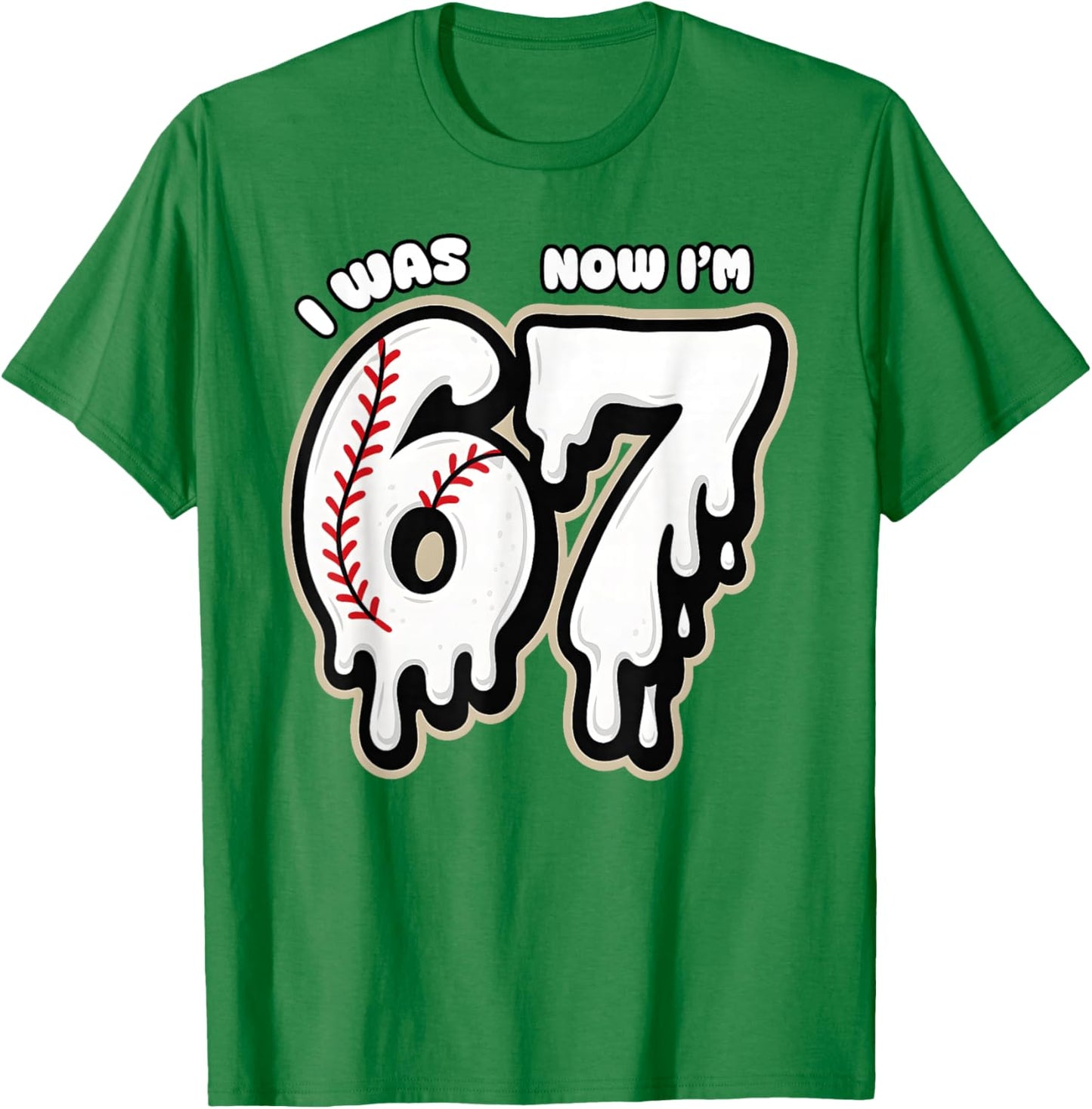 I was 6 Now I'm 7 Birthday Baseball Drip Boys Kids 67 Sport T-Shirt - T-Shirt | Irish Green