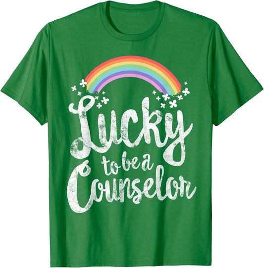 Lucky To Be A Counselor School St Patricks Day Gift T-Shirt - T-Shirt | Irish Green