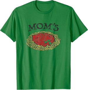 Mom's Spaghetti Funny Italian Graphic Print T-Shirt - T-Shirt | Irish Green