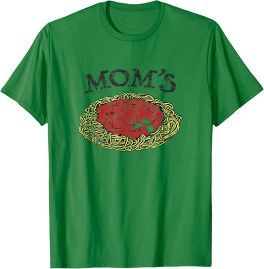 Mom's Spaghetti Funny Italian Graphic Print T-Shirt - T-Shirt | Irish Green