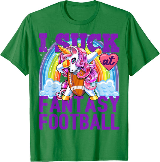 I Suck at Fantasy Football Dabbing Unicorn Loser Shirt Men T-Shirt - T-Shirt | Irish Green