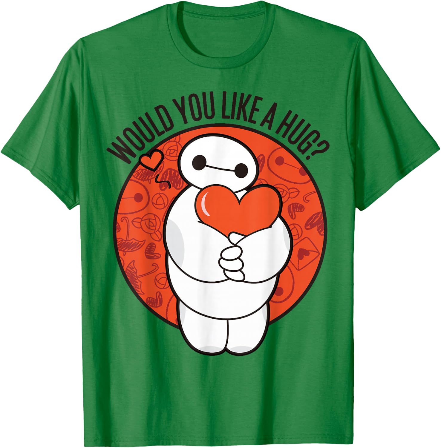 Disney Big Hero 6 Valentine's Day Baymax Hug Heart Logo T-Shirt - T-Shirt | Irish Green