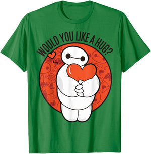 Disney Big Hero 6 Valentine's Day Baymax Hug Heart Logo T-Shirt - T-Shirt | Irish Green