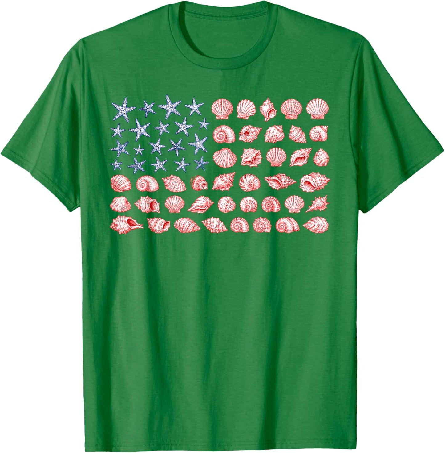 Seashell USA Flag 4th of July Women Kids Summer T-Shirt - T-Shirt | Irish Green