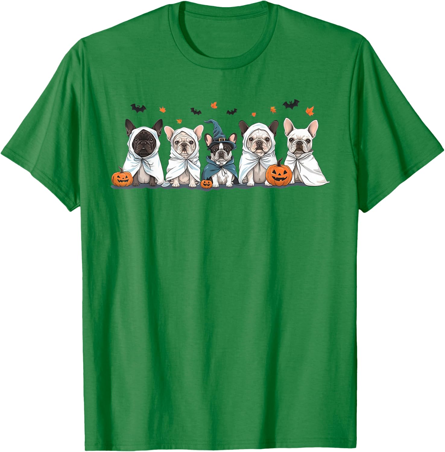 Funny Frenchie Halloween Costume Cute French Bulldog Ghost T-Shirt - T-Shirt | Irish Green