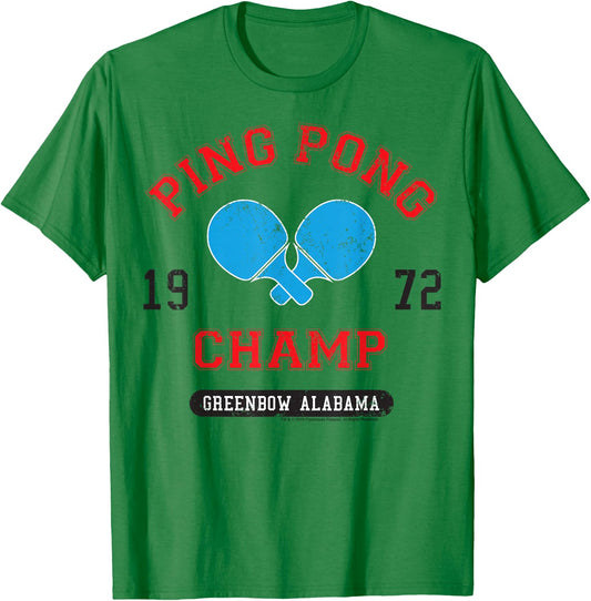 Forrest Gump Ping Pong Champ Greenbow Alabama 1972 Logo T-Shirt - T-Shirt | Irish Green
