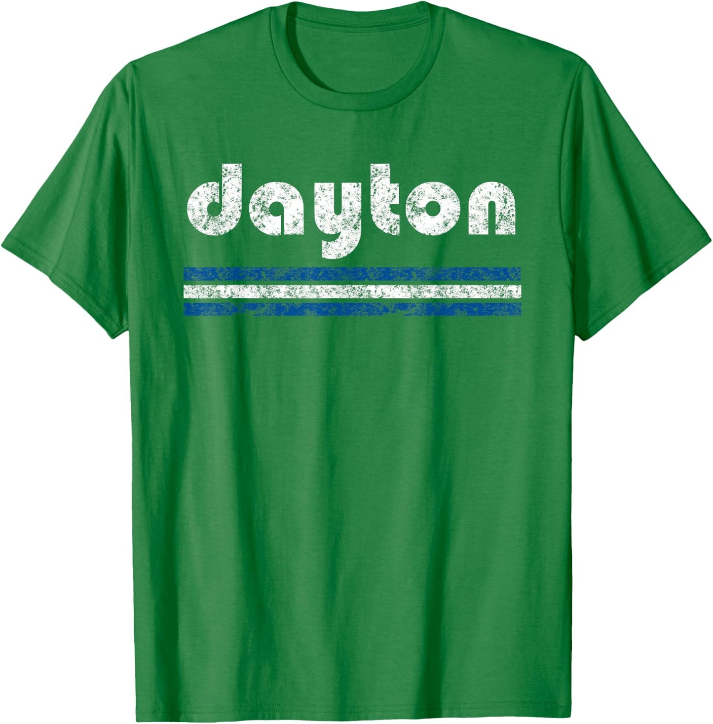 Dayton Ohio Retro Three Stripe Weathered Vintage T-Shirt - T-Shirt | Irish Green