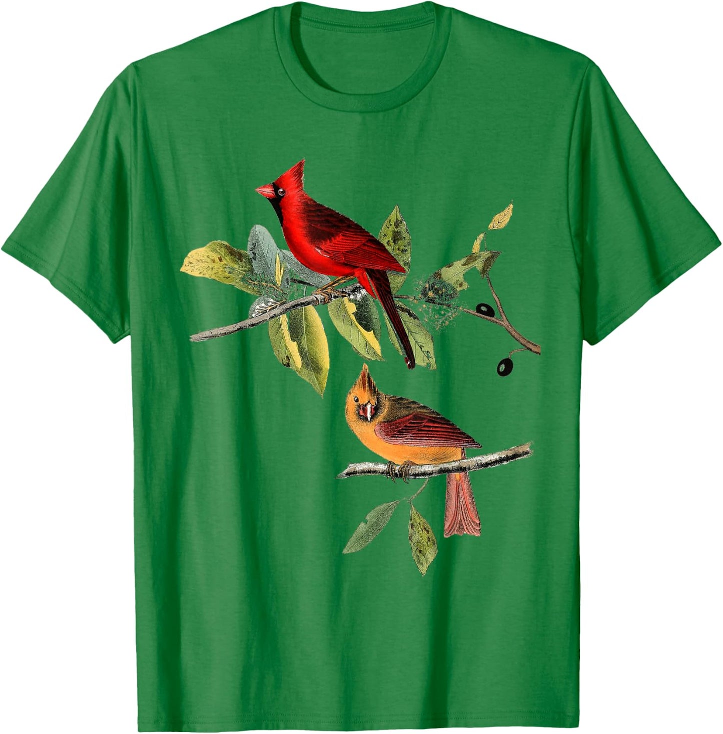 Red Cardinal Bird Male Female T-Shirt - T-Shirt | Irish Green
