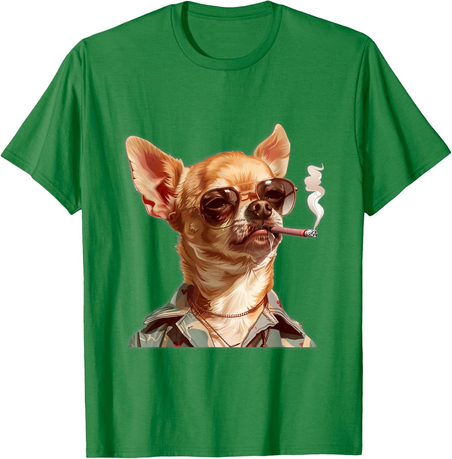 Chihuahua Smoking,Cute Chihuahua With An Adorable Expression T-Shirt - T-Shirt | Irish Green