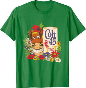 Licensed Vintage Colt 45 Beer Donkey Floral T-Shirt - T-Shirt | Irish Green