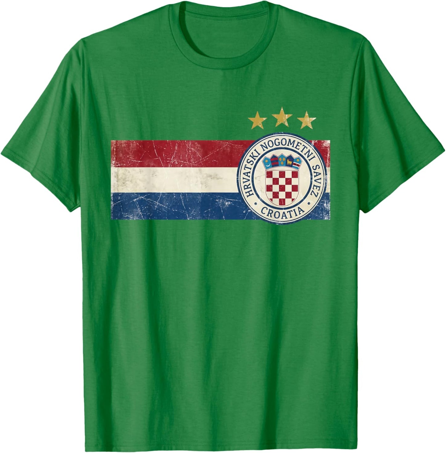 Croatia Hrvatska Flag Zagreb Croatian Jersey Retro T-Shirt - T-Shirt | Irish Green