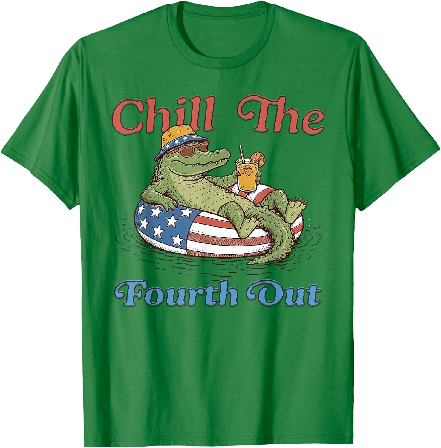 Chill The Fourth Out Funny Alligator 4th of July Cute Gator T-Shirt - T-Shirt | Irish Green