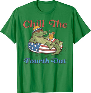 Chill The Fourth Out Funny Alligator 4th of July Cute Gator T-Shirt - T-Shirt | Irish Green