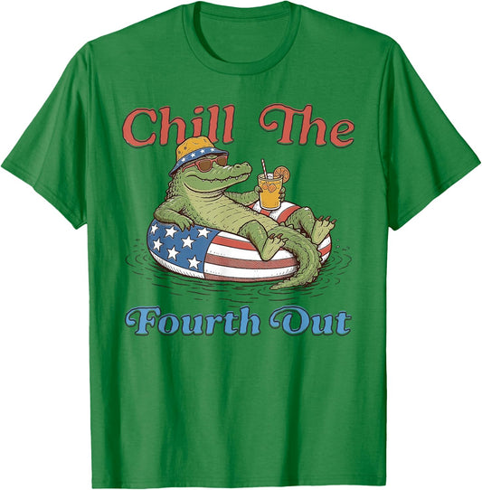 Chill The Fourth Out Funny Alligator 4th of July Cute Gator T-Shirt - T-Shirt | Irish Green