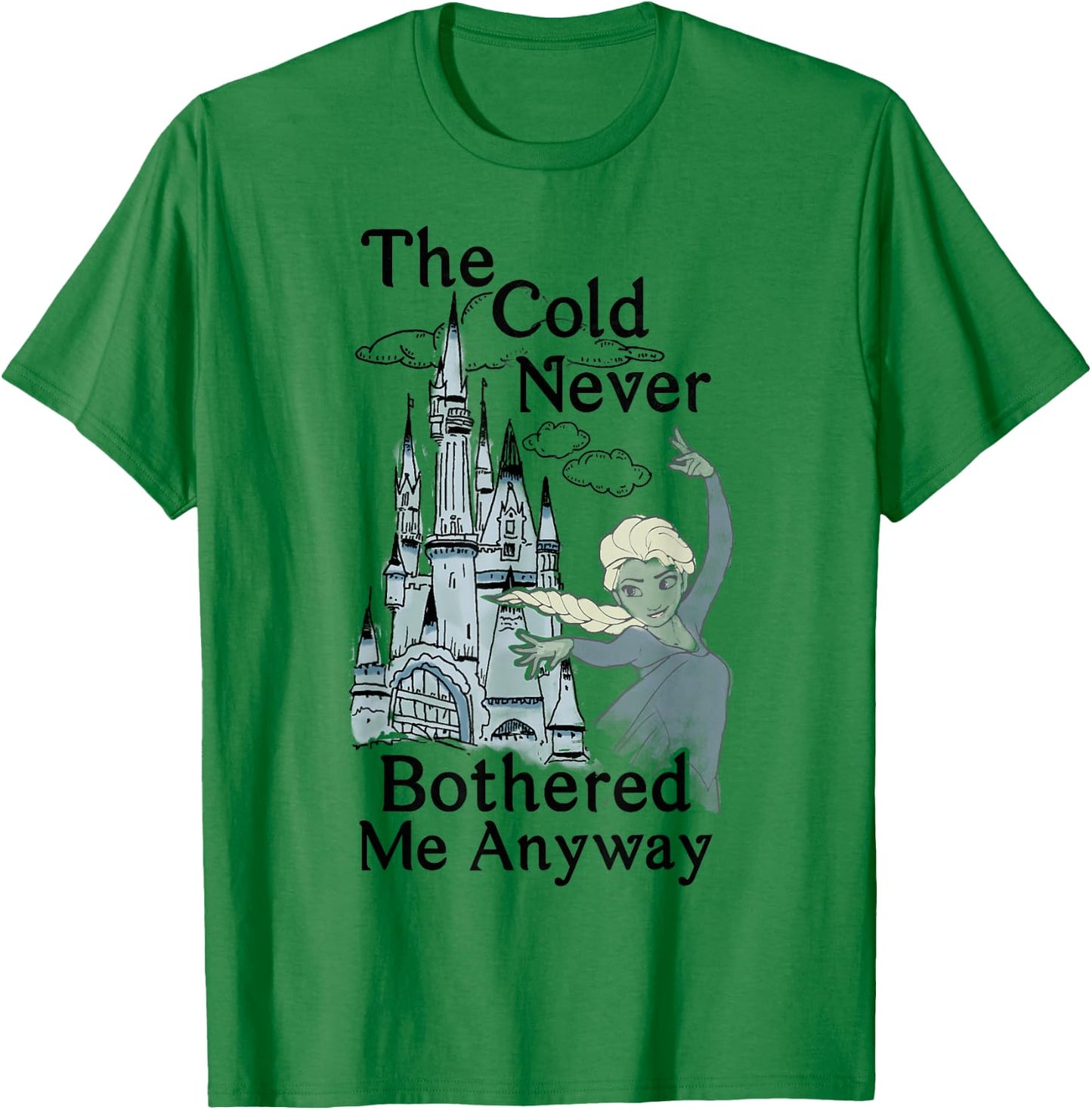 Disney Frozen Elsa Cold Never Bothered Me Graphic T-Shirt - T-Shirt | Irish Green