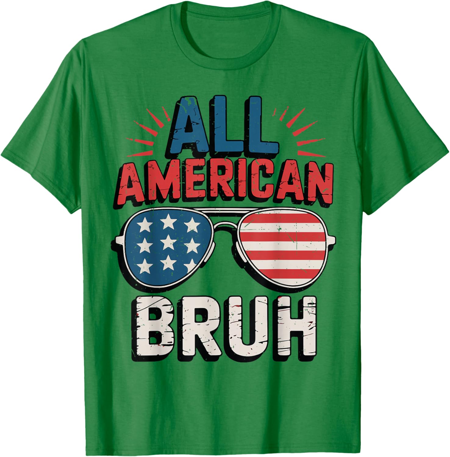 All American Bruh 4th July Boy Teen Patriotic Funny 4th July T-Shirt - T-Shirt | Irish Green