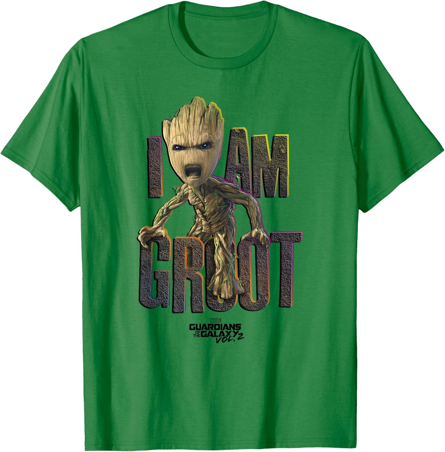 Marvel Guardians Vol.2 I AM Groot Cute Angry C1 Small T-Shirt - T-Shirt | Irish Green